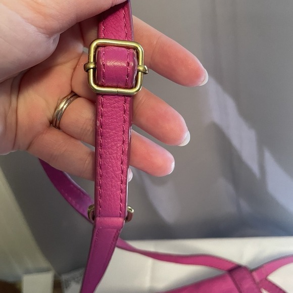 J. CREW HANDBAG TILLARY PURSE NEON HOT PINK LEATHER CROSSBODY FLAP BAG  CLUTCH - Picture 14 of 16